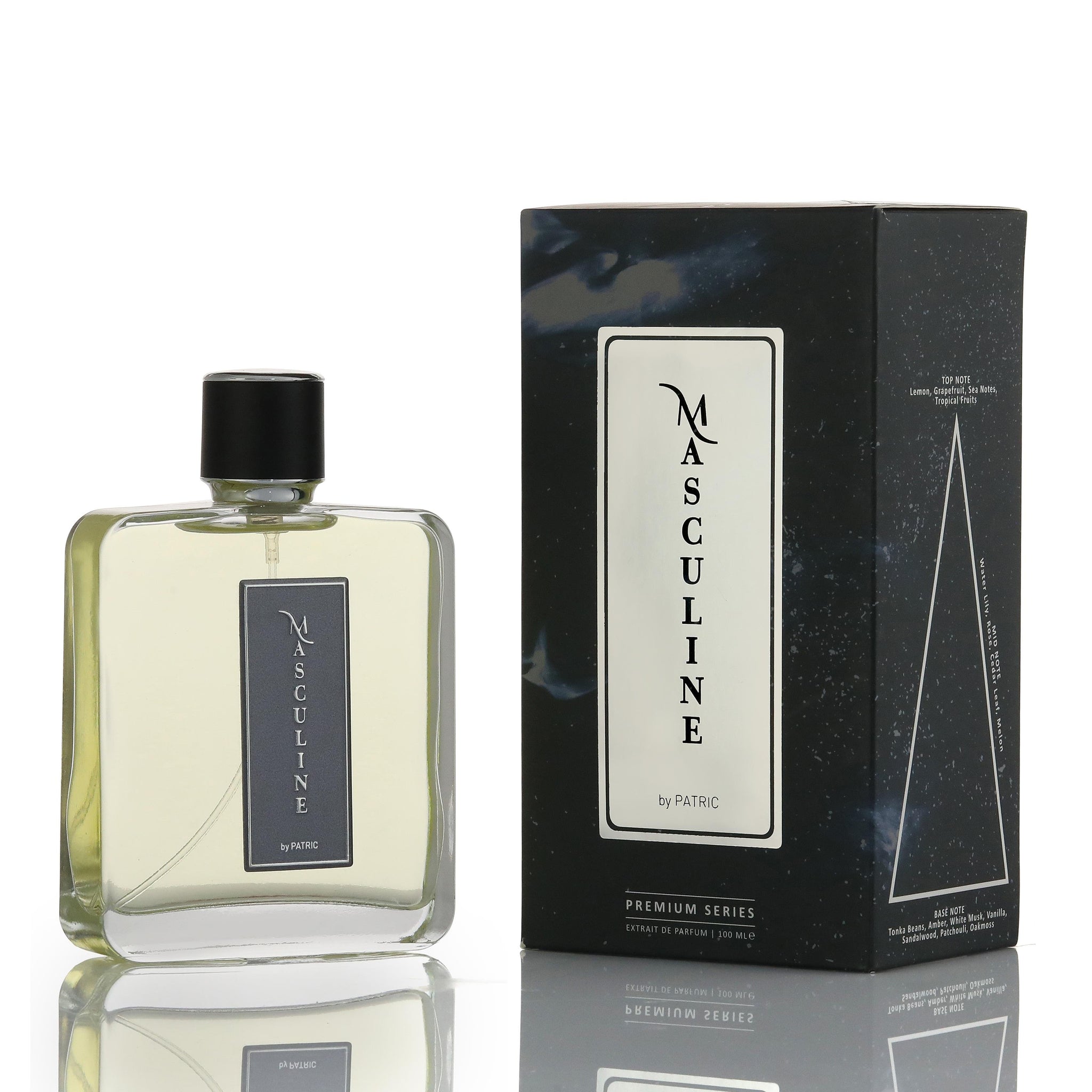 By Patric Masculine Premium Eau de Parfum for Men – 3.4 fl oz | Aromatic Woody Fragrance with Citrus, Marine Notes & Vanilla | Long-Lasting Elegant Perfume